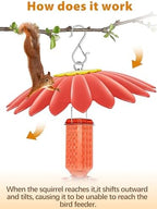 10.5 inch Hummingbird Feeder Shade Dome Cover,Rain Guard,Weather Guard for Bird Feeder, Umbrella Cover for Bird House for Outdoor,Squirrel Baffle,Flower Design(Red) 2 Pack