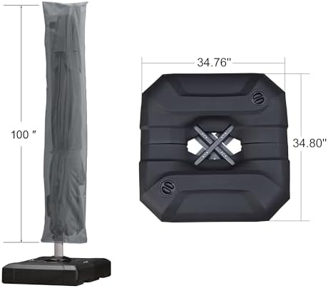 purple leaf umbrella with base & cover 9', close-up detail