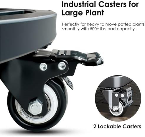 18 inch metal plant caddy with wheels heavy, side view