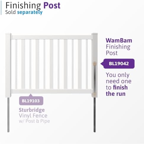 wambam sturbridge yard or pool fence, white vinyl showing dimensions