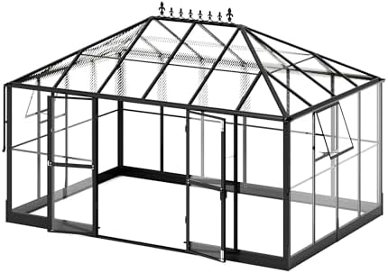 amerlife 14x9.5x9 ft hybrid polycarbonate greenhouse quick-connect assembly, view 9