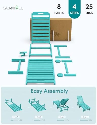 serwall hdpe outdoor chaise lounge with cup holder, front angle view