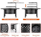 outvue 36 inch fire pit with 2 grills,wood, view 9