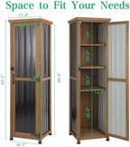 tall outdoor storage cabinet, weatherproof wooden garden potting, side view