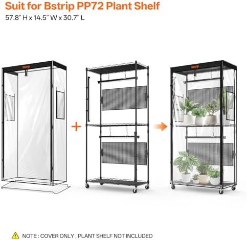 bstrip greenhouse cover with base tray, 30.7x14.5x57.8in, close-up detail