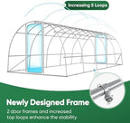 quictent 25x10x6.6ft tunnel greenhouse for outdoors with 2 showing dimensions