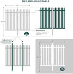 bynbbur 2 panels white picket fence 42" w, close-up detail