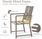 Outdoor Patio Dining Chair, 400 Lbs, Light Brown, Set of 2 | All-weather Woven Rope, Sturdy Frame,Ergonomic Backrest, Removable Breathable Cushion,for Patio & Garden