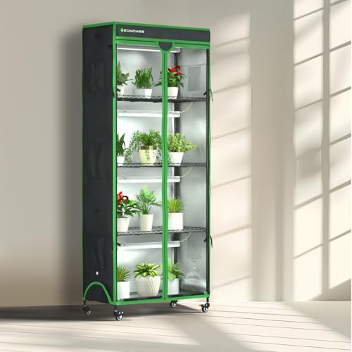 indoor greenhouse with grow light, mini greenhouse with, front angle view