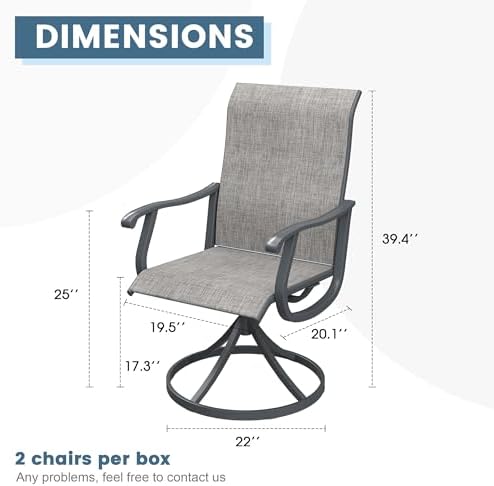 DIFY Patio Swivel Dining Chairs Set of 4, All Weather Swivel Outdoor Patio Chairs with Breathable Textilene Fabric, Metal Frame for Garden Backyard Balcony, Grey