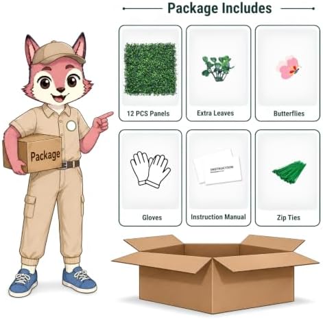 20''x20'' 24 pieces artificial hedge boxwood panels uv, package contents