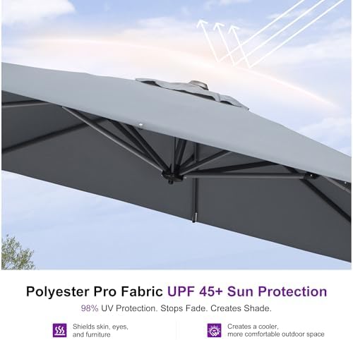 purple leaf patio umbrella outdoor 10' x 10' showing dimensions