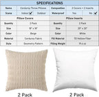 corduroy decorative throw pillow with inserts, 18x18 inch shown in use