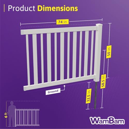 wambam sturbridge yard or pool fence, white vinyl, package contents
