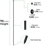72 inch garden stake netting support, black heavy, side view