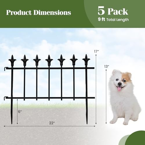 giantex 5 panels decorative metal garden fence, 9 on a desk or shelf