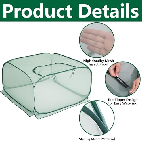 pop up mesh plant cover, 35" x 35", close-up detail