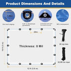 clear tarp 10'x12' 8mil - heavy-duty transparent waterproof, package contents