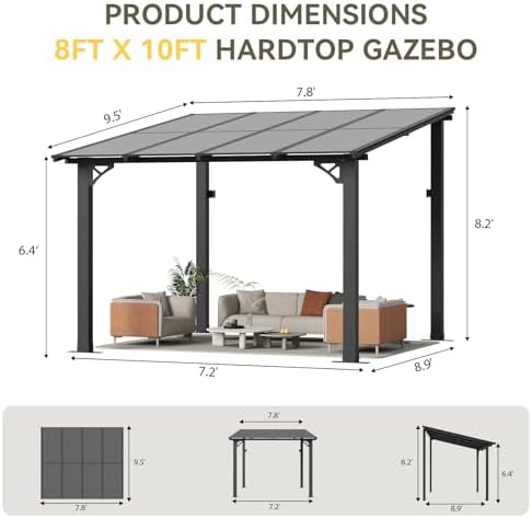 aoxun 8’x10’ gazebo for patio, gazebo pergola with, package contents
