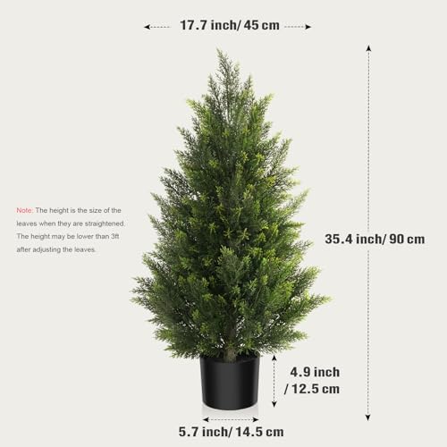 vitalismo 3ft uv-resistant artificial cedar tree for front shown in use