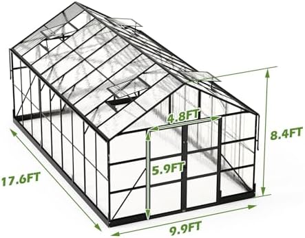 amerlife 10x18 ft polycarbonate greenhouse with 4 roof on a desk or shelf