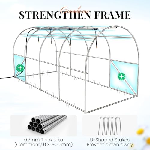 king bird premium 15x7x7 ft greenhouse for outdoors showing dimensions