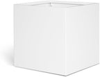 White Steel Planter Square Outdoor Planters Galvanized Steel Planter Box 26 Inch Indoor Metal Large Planters Cube Heavy Duty Flower Pot Modern Commercial Residential for Trees Patio Yard Garden