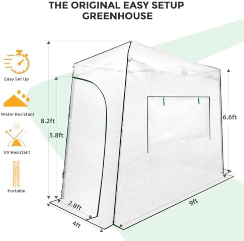 eagle peak 9x4 easy setup pop up greenhouse, close-up detail