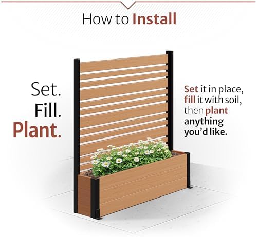 enclo 4fth florence privacy screen w/planter box, freestanding, side view