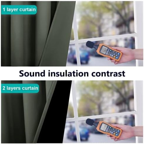 nicetown 100% blackout curtains 54 inches long, double-deck, side view