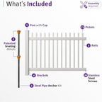 wambam nantucket picket fence, white vinyl no dig, side view