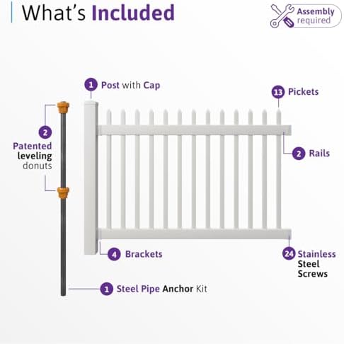 wambam nantucket picket fence, white vinyl no dig, side view