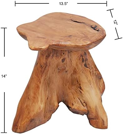 cedar wood stump mushroom stool live edge side shown in use