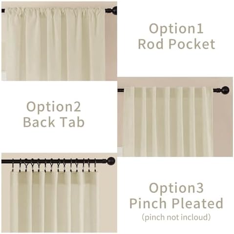 joydeco linen curtains 96 inch length 2 panel, close-up detail