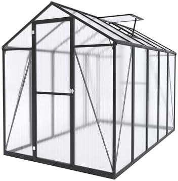 7.2ft high 6*10.2ft greenhouse for outdoors,polycarbonate greenhouse with, front angle view