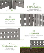 3-panel outdoor air conditioner fence screen, outside wood, front angle view