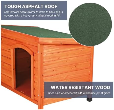 trixie pet products dog club house, large,glazed pine,40.75x26.75x28.25, side view