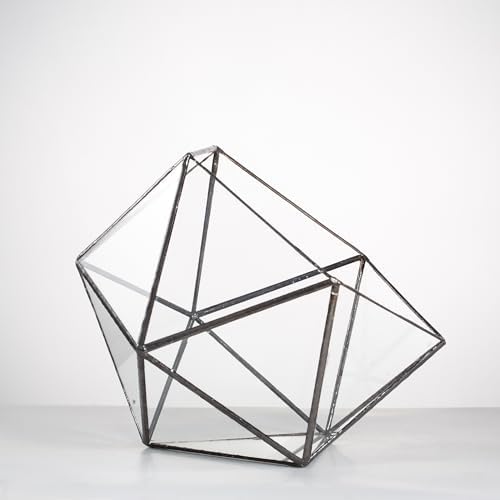 ncyp opened geometric glass terrarium, 6.69" bowl shape, package contents