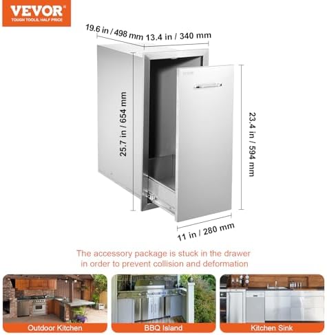 vevor outdoor kitchen drawers 13.4"w x 25.7"h x, close-up detail