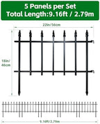 arifaro 5 panels metal garden fence 18" h shown in use