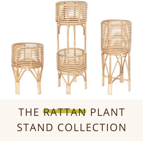 kouboo rattan indoor two-tier plant stand, natural planter, front angle view