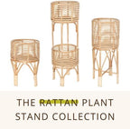 kouboo rattan indoor two-tier plant stand, natural planter, front angle view