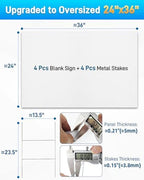 mulctun 24"x36" 5mm blank yard signs with stakes,4pcs shown in use