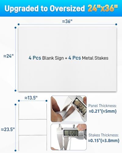 mulctun 24"x36" 5mm blank yard signs with stakes,4pcs shown in use