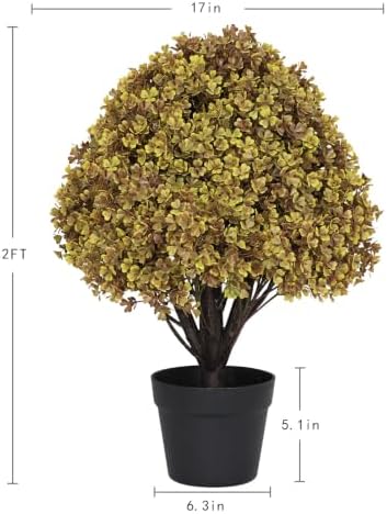 24" artificial boxwood fall topiary trees, faux plants, package contents