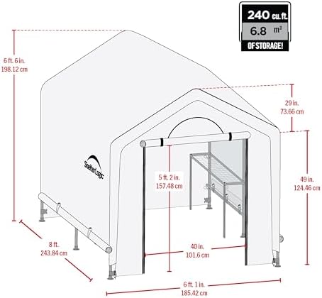 shelterlogic 6' x 8' x 6.5' growit greenhouse shown in use