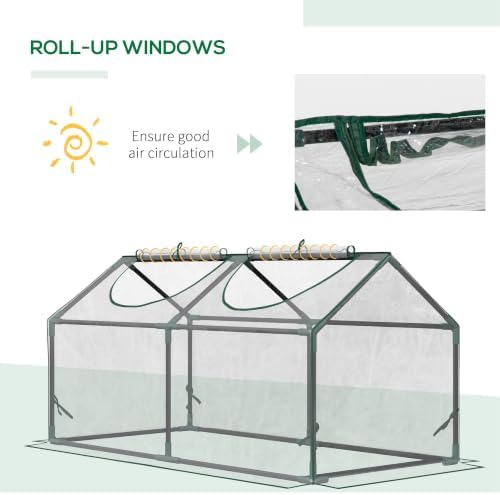 outsunny 4' x 2' x 2' portable mini showing dimensions