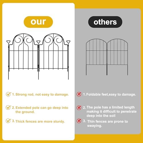 decorative garden fence 17in x 10ft,10 panels,metal halloween, front angle view
