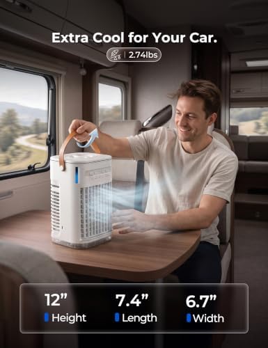 3-in-1 portable air conditioners, 5400mah built-in battery personal, front angle view