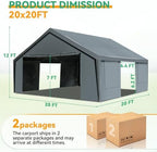 tooluck carport 20x20 heavy duty 2 car carport shown in use